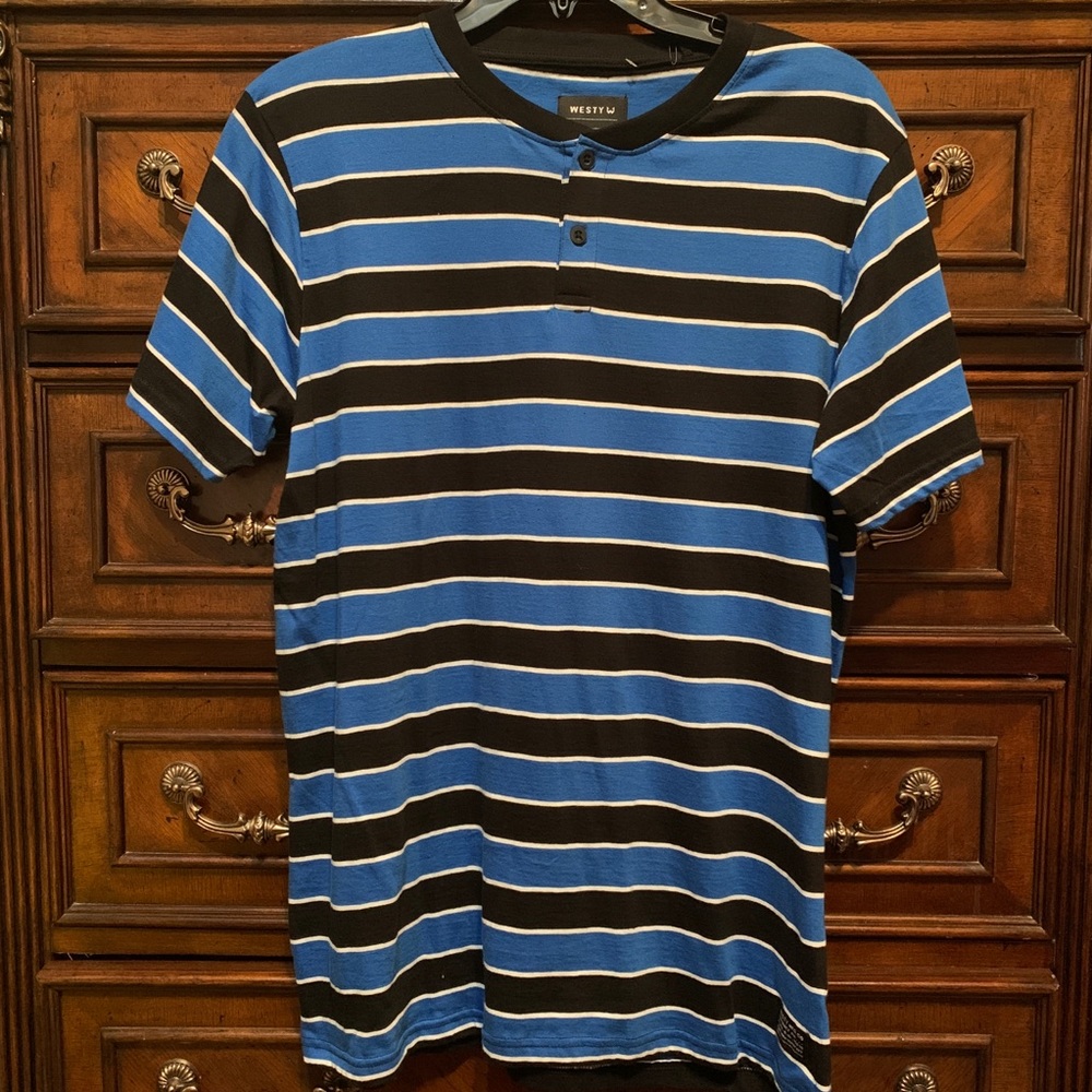 Westy royal-blue/black stripes t-shirt size Medium